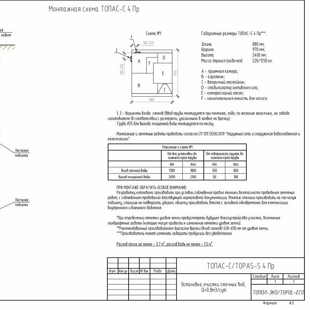 Автономная канализация ТОПАС-С 4